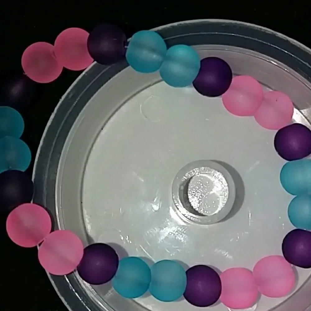 Purple blue and pink beaded bracelet all sizes